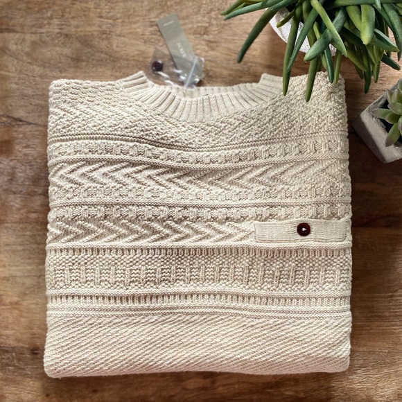 J.CREW Cream Cable-knit Sweater Size Medium NWT - Picture 1 of 14